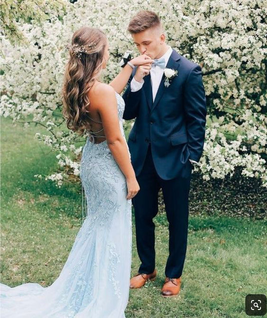 Blue Mermaid Dress Long Prom Dresses Evening Gowns Formal Dress S2361