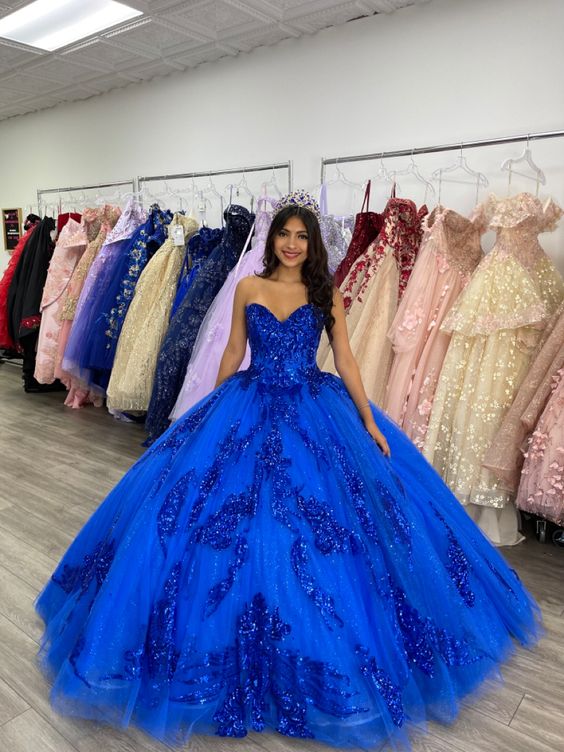 Blue Ball Gown Prom Dresses Blue Evening Gown