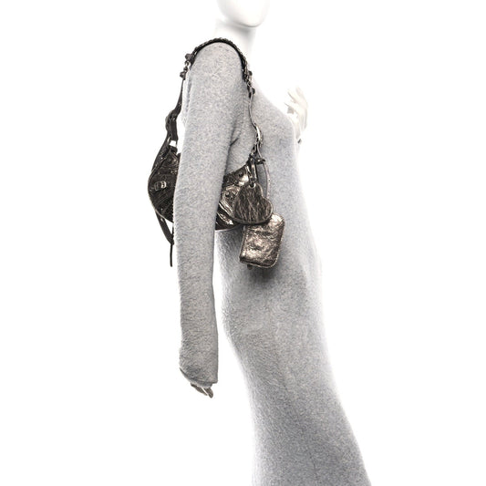 Metallic Agneau Arena Le Cagole Shoulder Bag XS Dark Bronze