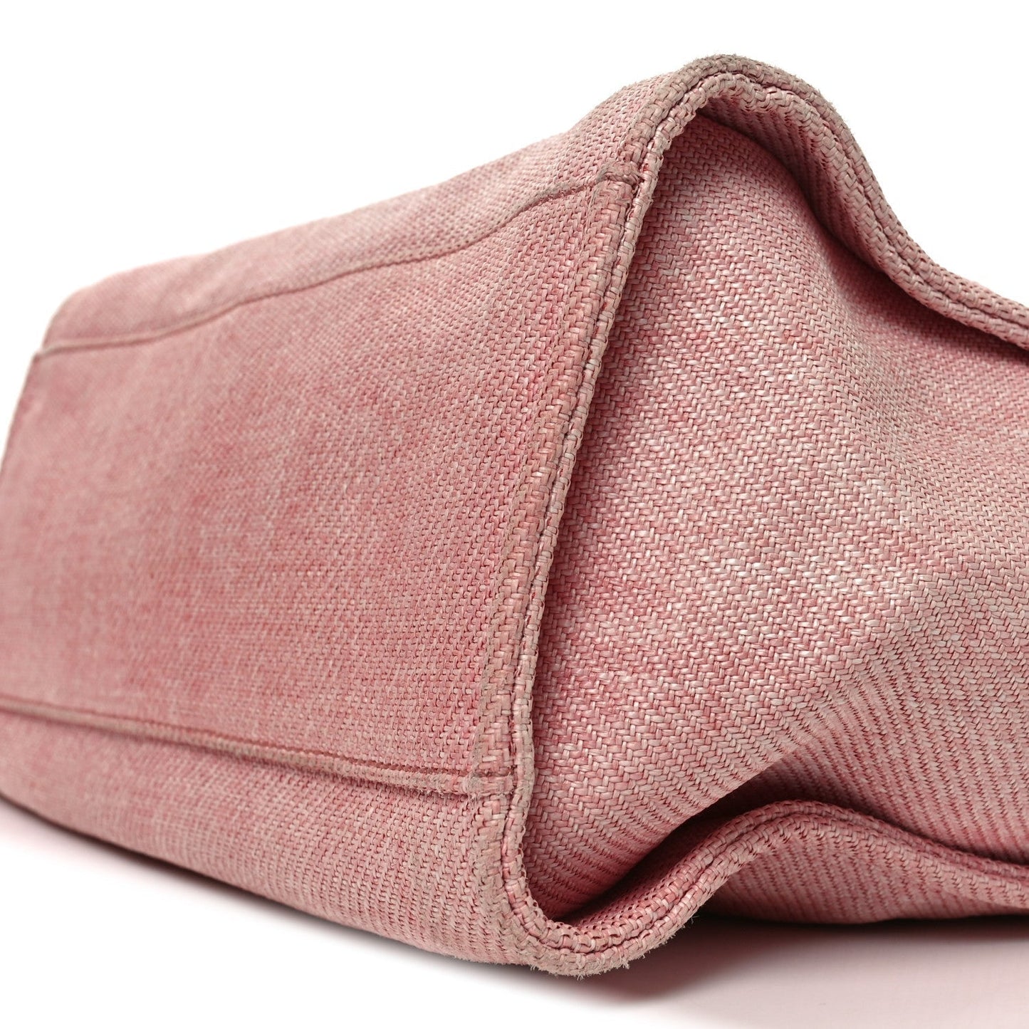 Woven Straw Raffia Medium Deauville Tote Pink White