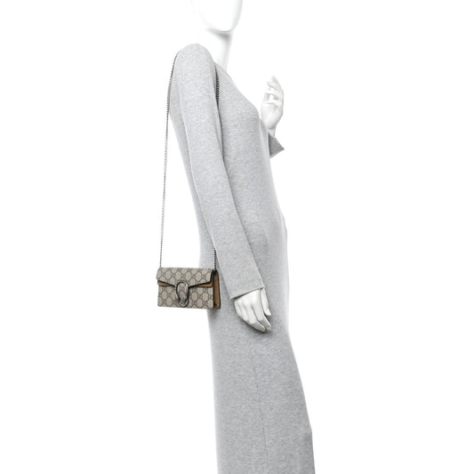GG Supreme Monogram Super Mini Dionysus Shoulder Bag Taupe