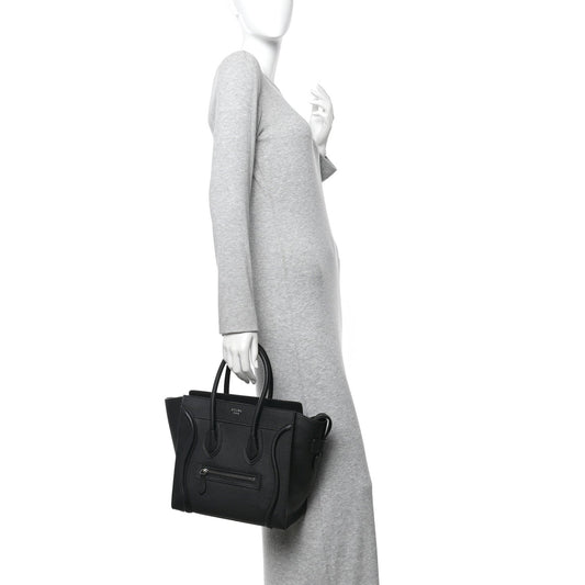 Drummed Calfskin Micro Luggage Black