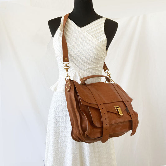 Proenza Schouler Saddle Brown Leather Large PS1 Satchel Bag