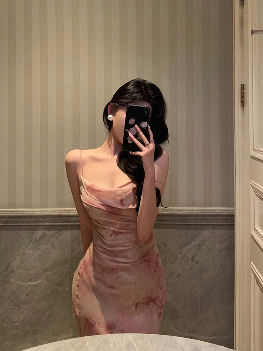 Classy Mermaid Spaghetti Straps Pink Prom Dresses Birthday Outfits Evening Gown