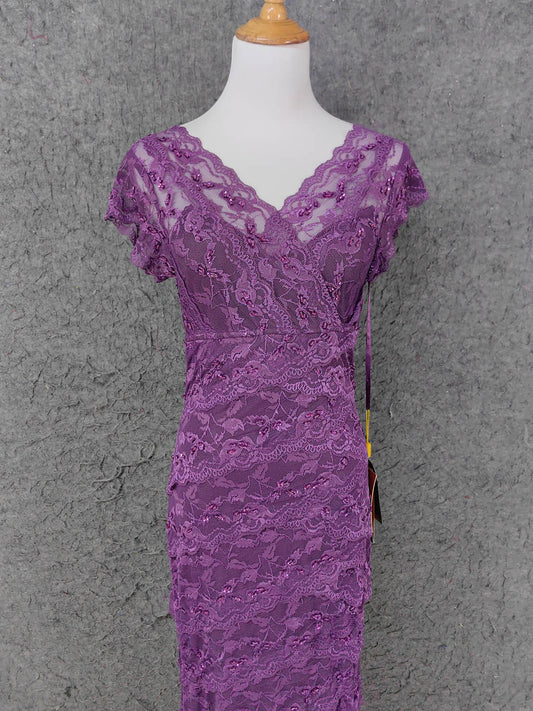 Elegant Purple V-Neck Lace Long Prom Dress Evening Dress P4643