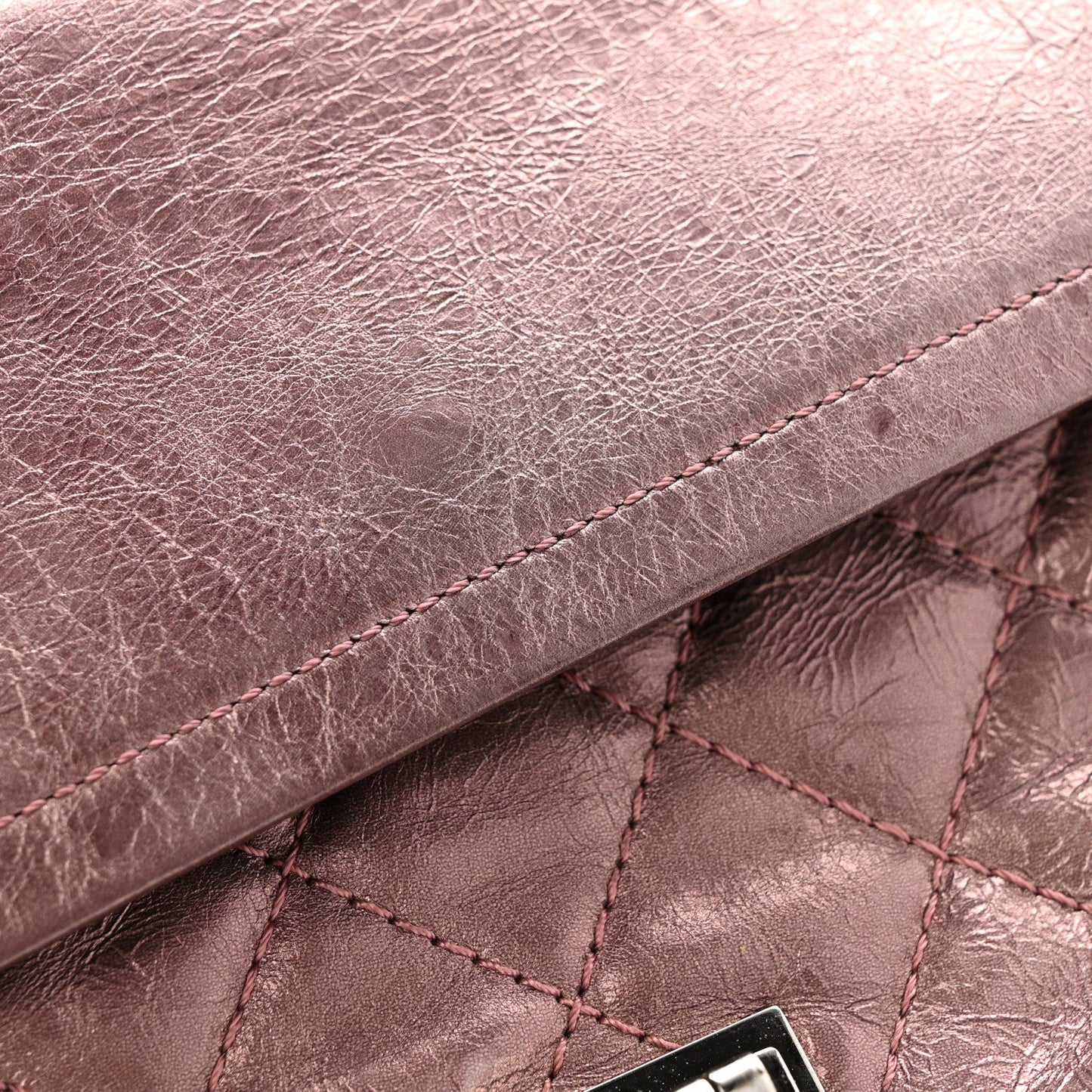 Metallic Aged Calfskin Quilted 2.55 Reissue 226 Flap Rose Fonce