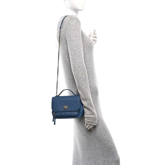 Caviar Quilted Small Business Affinity Flap Blue