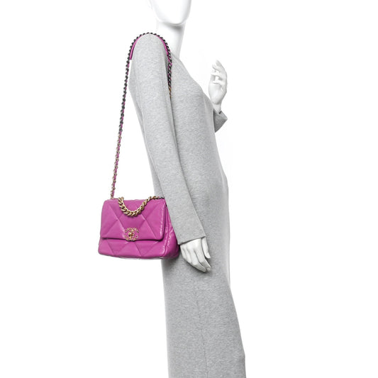 Lambskin Quilted Medium Chanel 19 Flap Purple