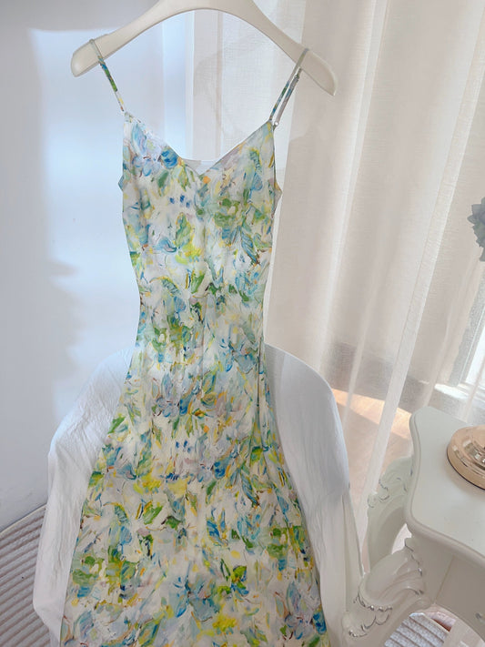painting new long floral dress party dress S6038