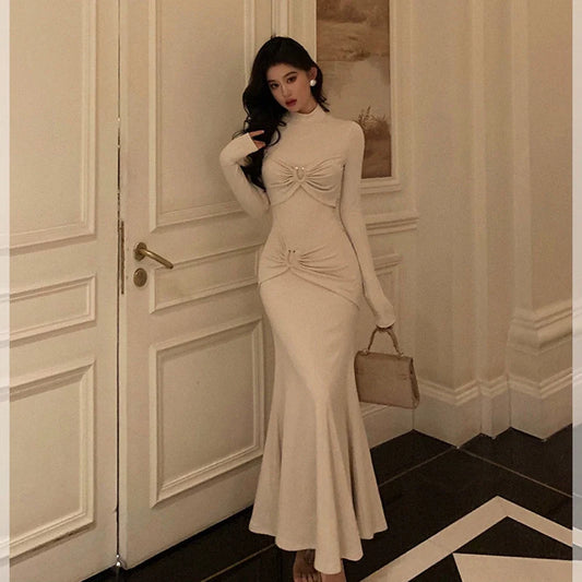 Mermaid long-sleeved dress for women new style long party dress S5634