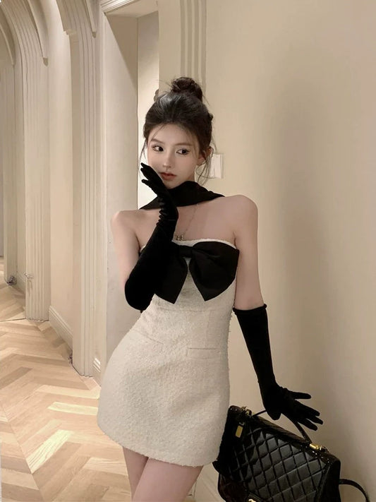 Birthday dress strapless halter neck dress S5823
