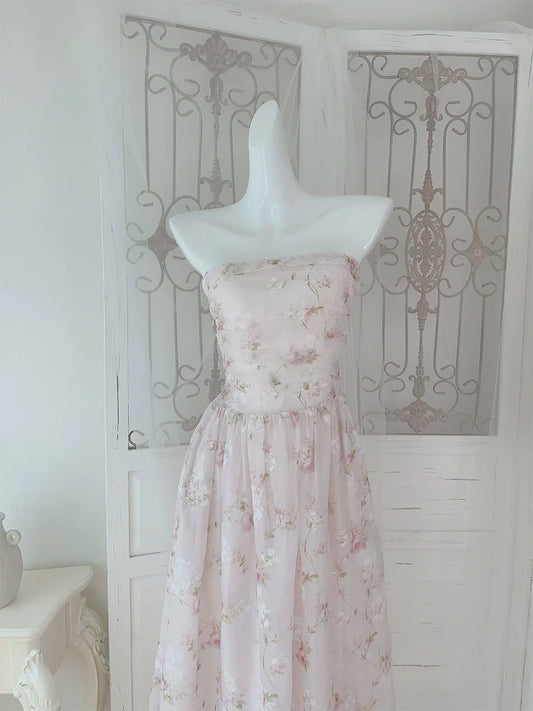 Strapless Floral Dress evening party dress S5986