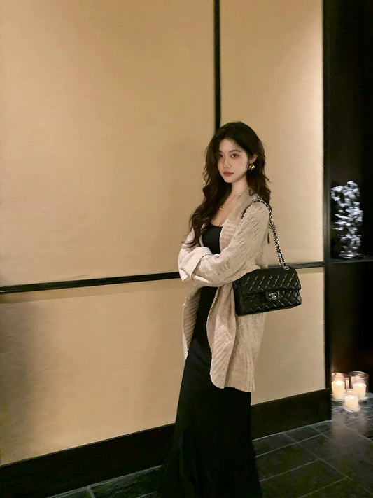 Long sleeve mermaid dress for women French style long dress party dress S5715