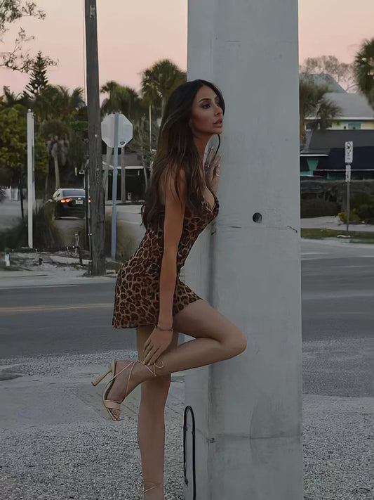 Leopard print sheath dress, new sexy party dress S6004