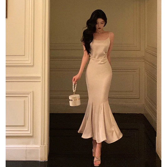 Mermaid suspender dress new style sleeveless party dress S5596