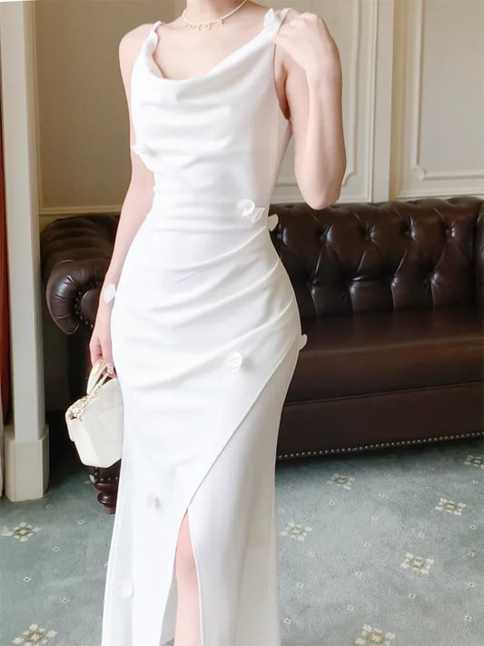 White dress new long party dress S6089