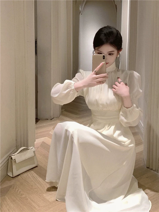 long-sleeved dress new chiffon a-line long party dress S5903