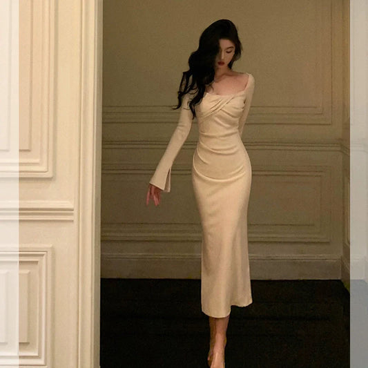 Gentle square neck dress for women new style party dress S5668