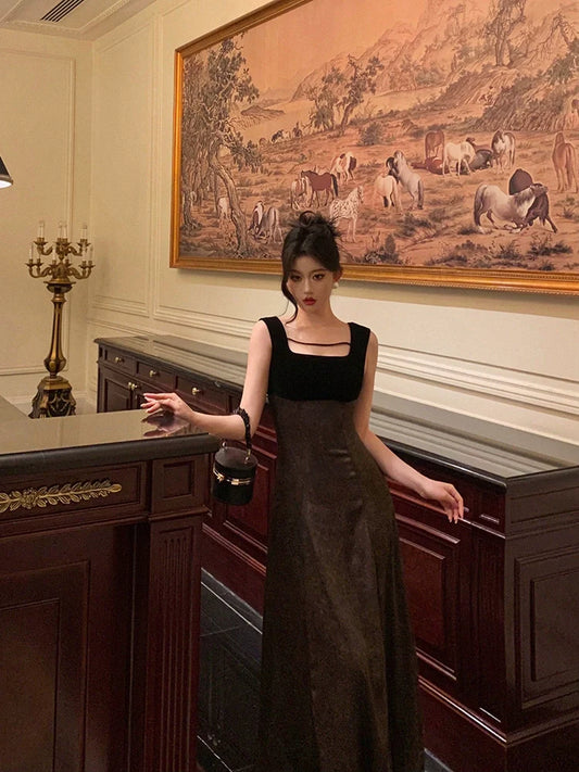 Square neck suspender dress new style party dress S5600