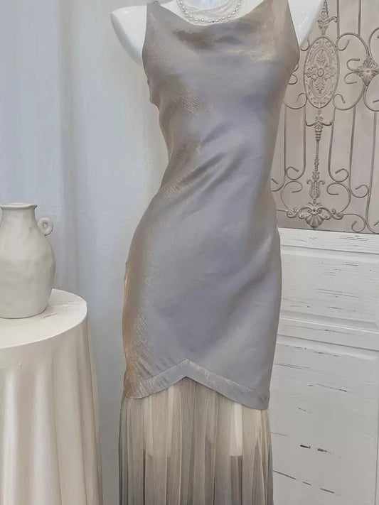 Retro gradient dress beautiful mermaid shiny dress S6161