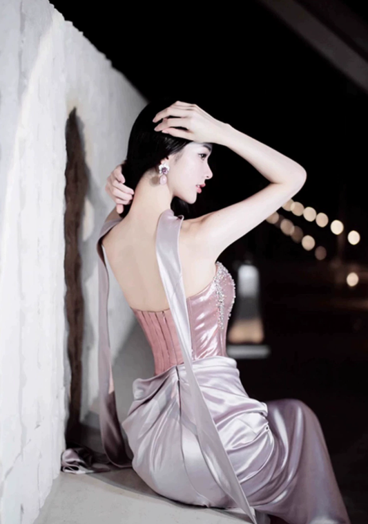 evening dress pink engagement dress S5471