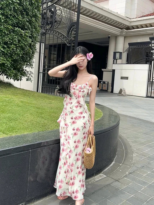 Floral suspender mermaid new dress party dress S6147