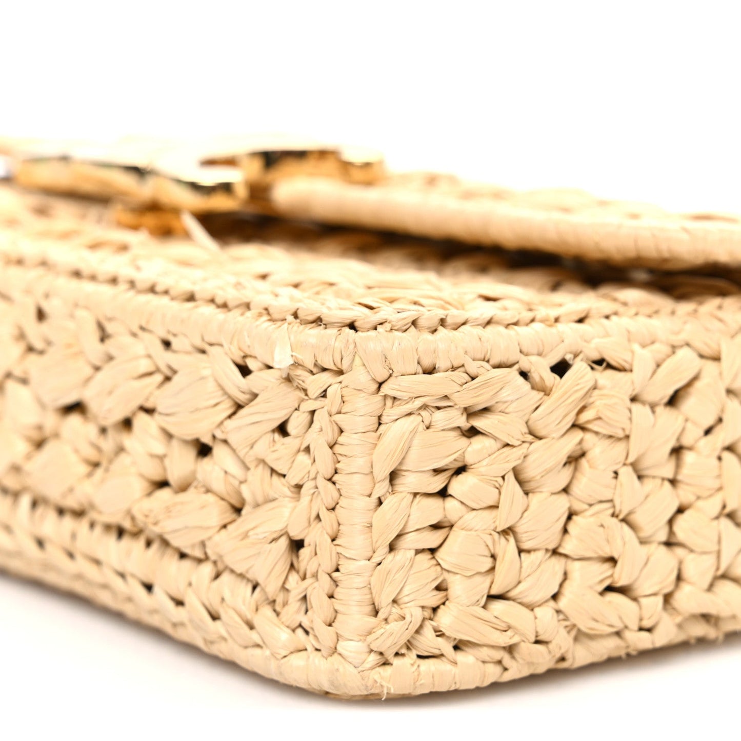 Raffia Effect Claude Chain Shoulder Bag Natural