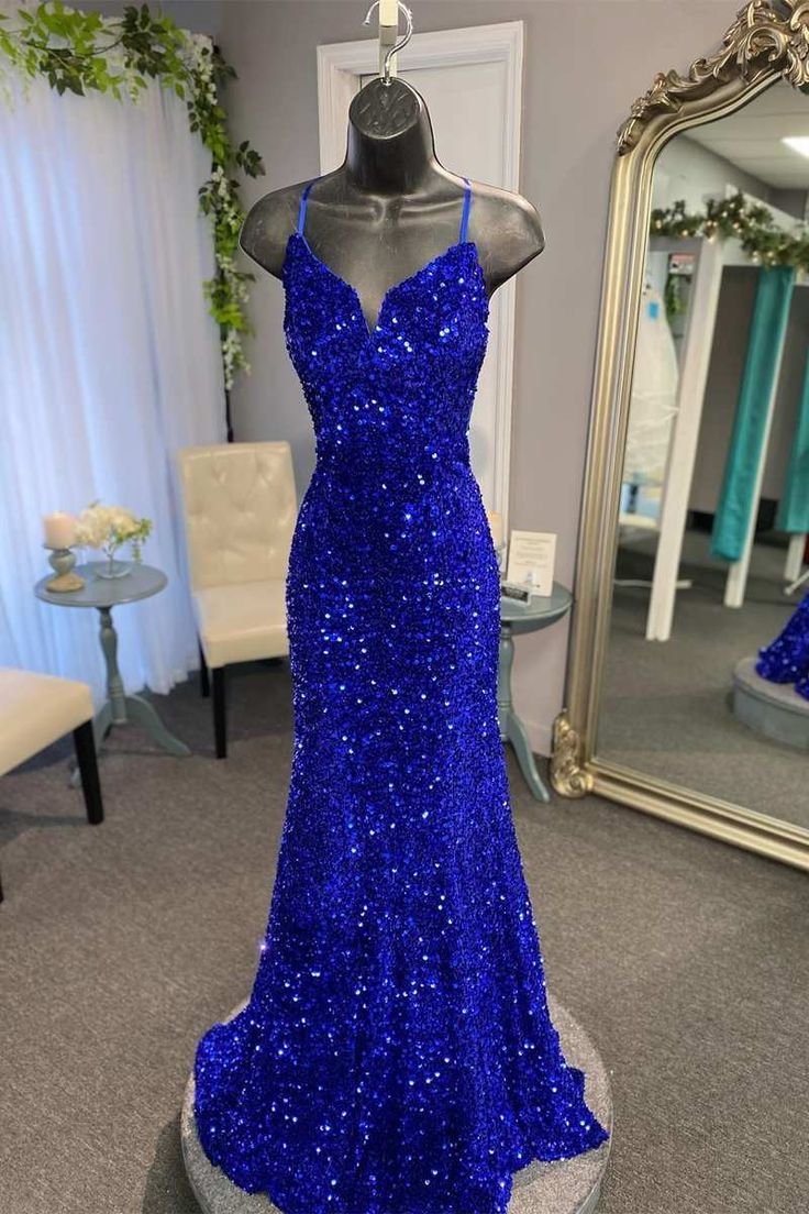 Sparkly Spaghetti Straps Mermaid Prom Dresses Long For Women 2024 Tight Sweetheart Formal Evening Dresses Ball Gowns For Girls S5206