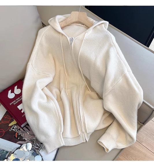 Designed zipper sweater jacket for women knitted cardigan trendy S4883
