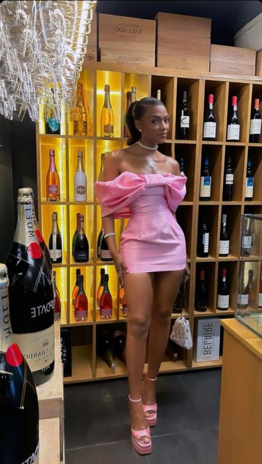 Off The Shoulder Pink Homecoming Dress,Short Homecoming Dress S5130