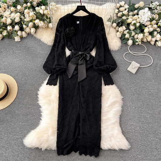Elegant lace dress for women flower decoration dress S4651