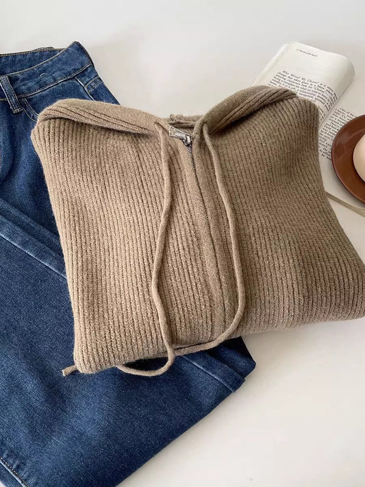 elegant knitted sweater solid color sweater jacket S4709