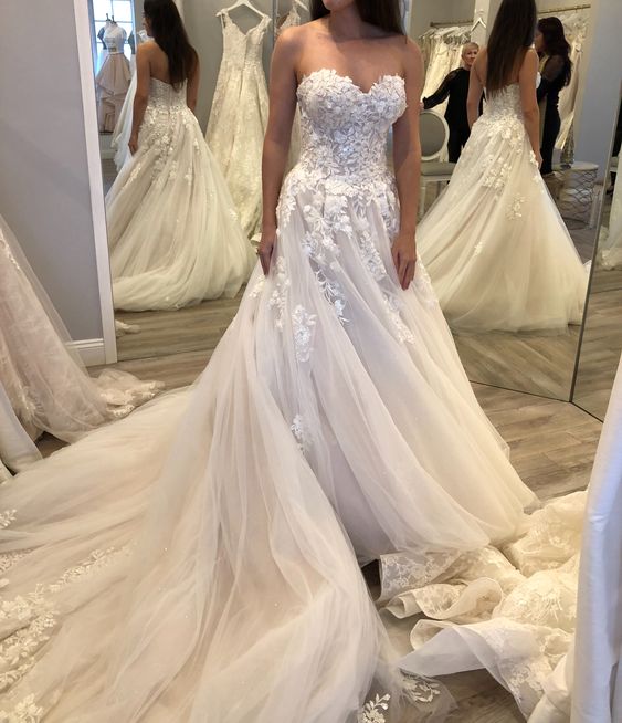A Line Strapless Party Prom Gown for Women Wedding Dress