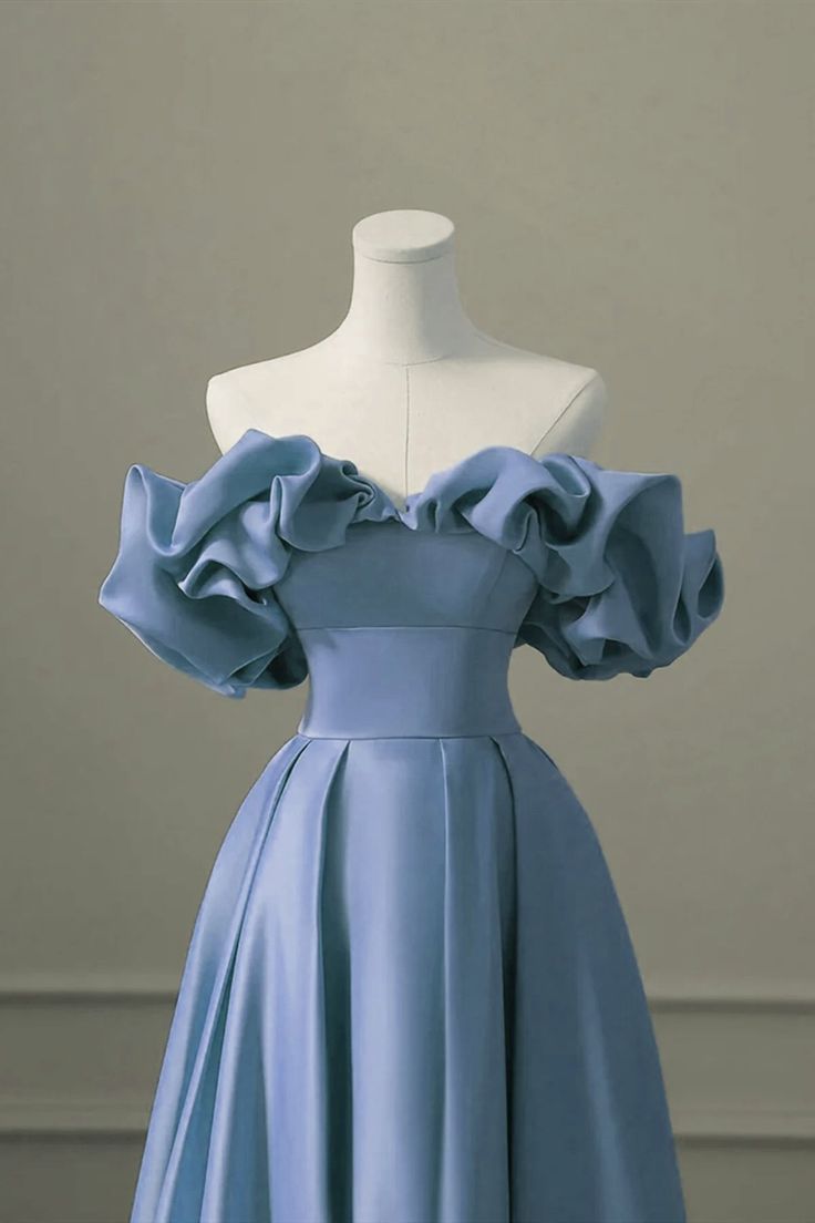 A-line Satin Off Shoulder Long Evening Dress, Long Formal Dress Party Dress S5170