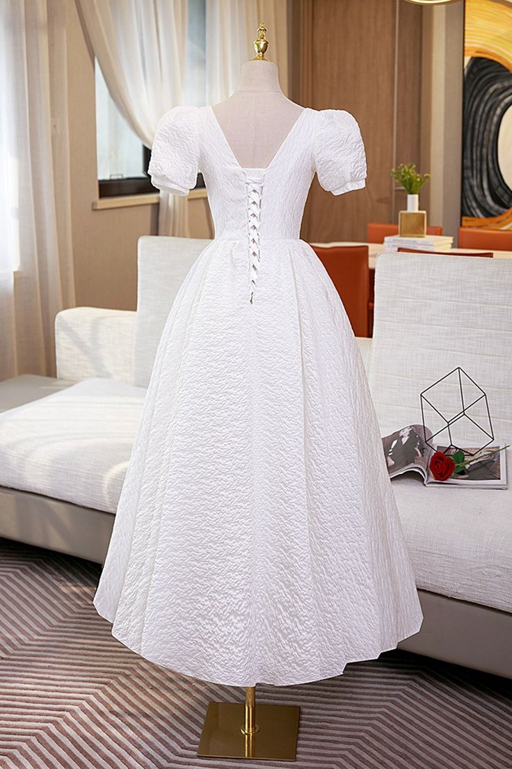 A-Line Homecoming Dress, Cute Short Sleeve Evening Dress S5291
