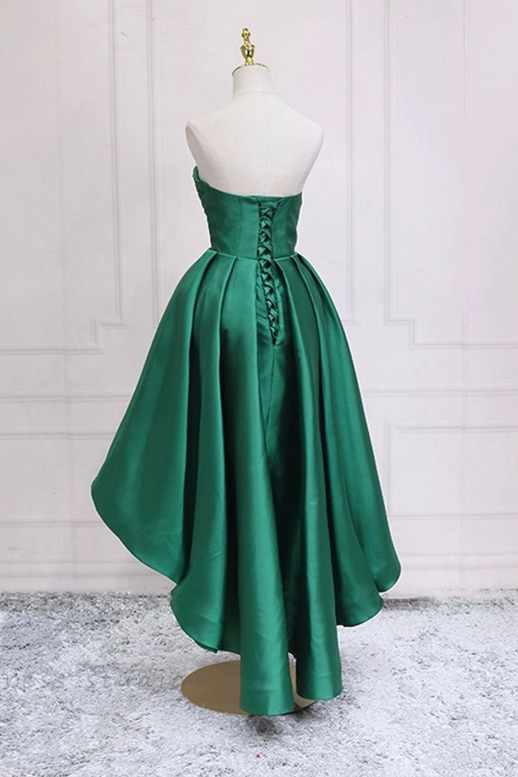 Satin High Low Prom Dress, Cute Sweetheart Neck Evening Party Dress S5164