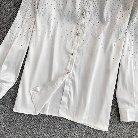 diamond fashion shirt women's fashionable and chic long-sleeved top S3995