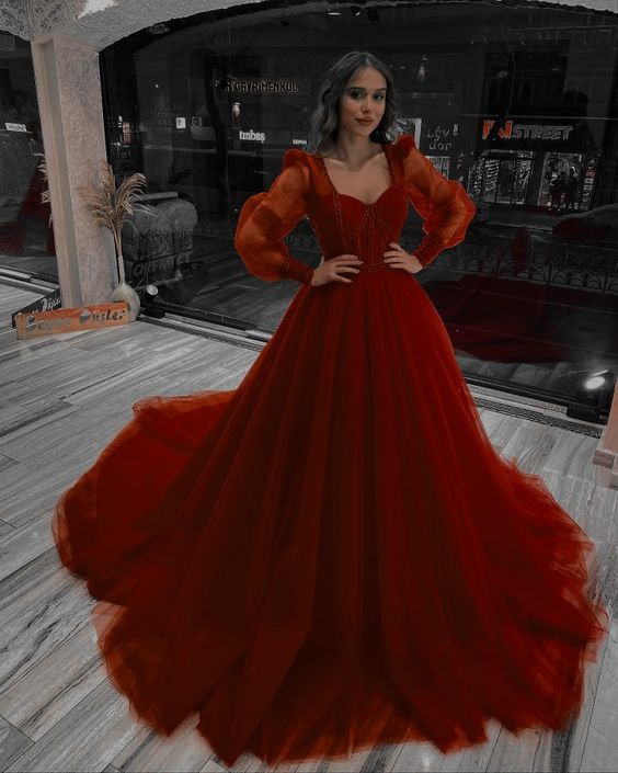 Burgundy Ball Gown dress, evening gowns long prom dress S3483