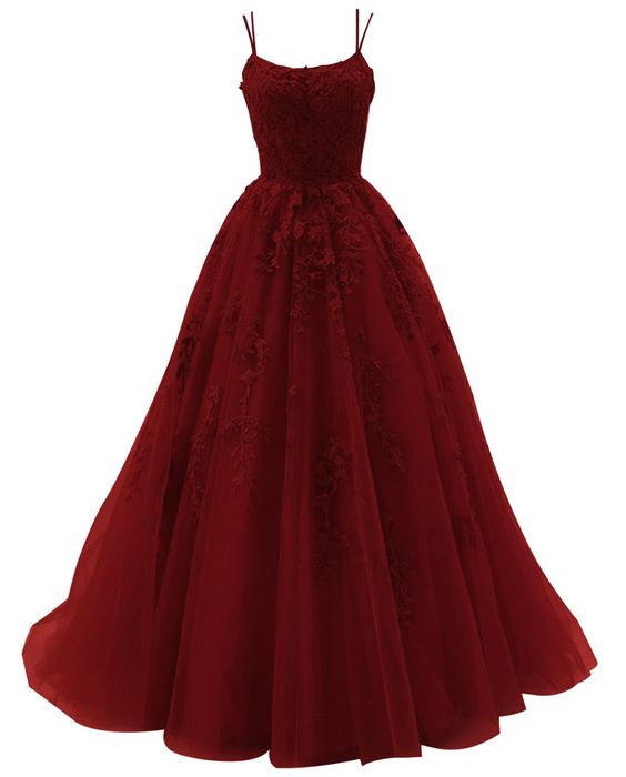 Prom Dress Spaghetti Strap Wedding Dresses Tulle Ball Gown Long Lace Appliques Princess Flower Formal Evening Gowns S3023