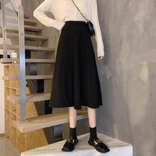 Black skirt women's A-line skirt S3413