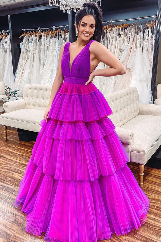 Tiered Tulle A-Line Prom Dress S3656