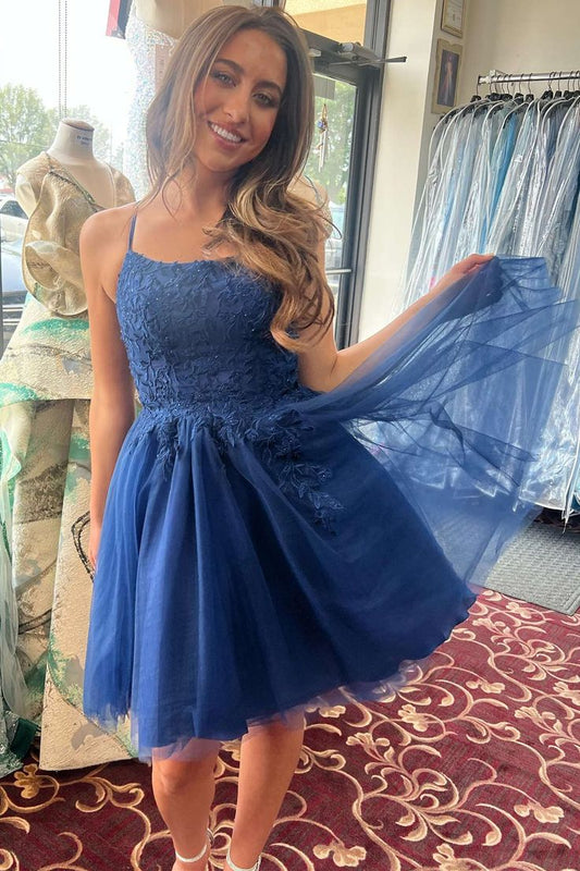 A-Line Straps Appliques Short Homecoming Dress S3282