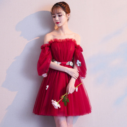Off Shoulder Homecoming Dress,short Tulle Party Dress,custom Made S2947
