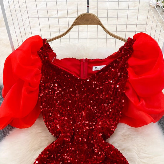 evening dress long dress sequined dress S4250