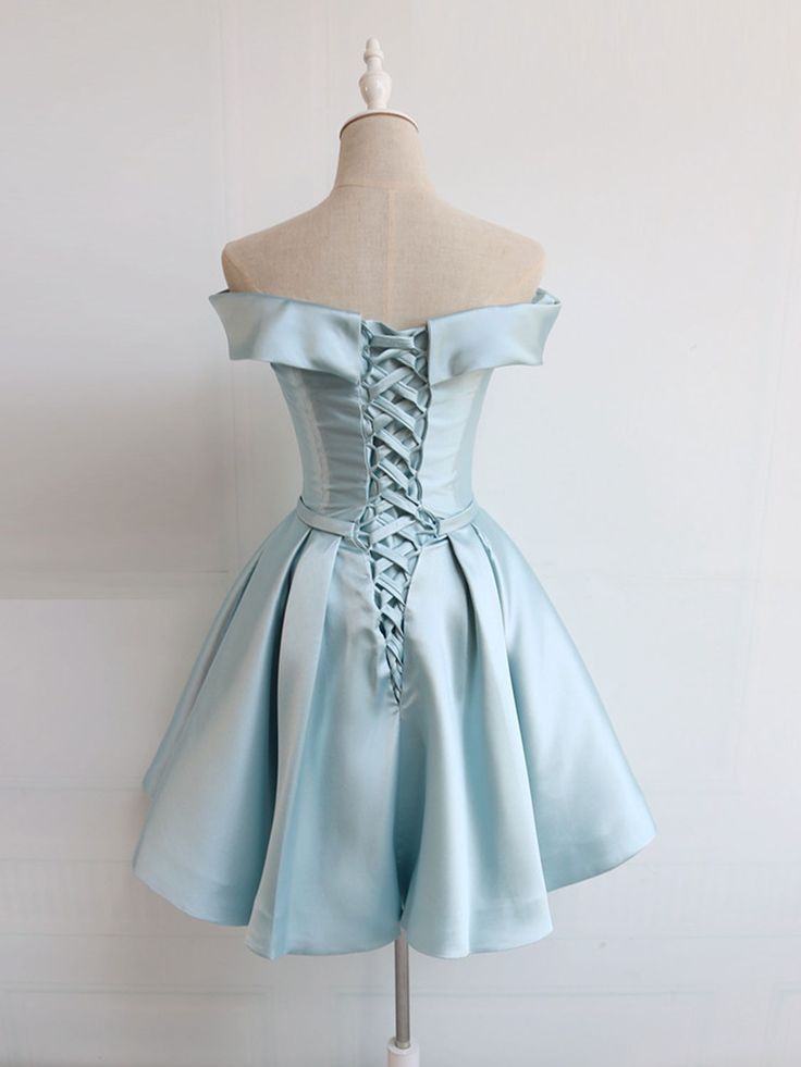 Simple A-Line Satin Short Prom Dress, Satin Homecoming Dress S3560