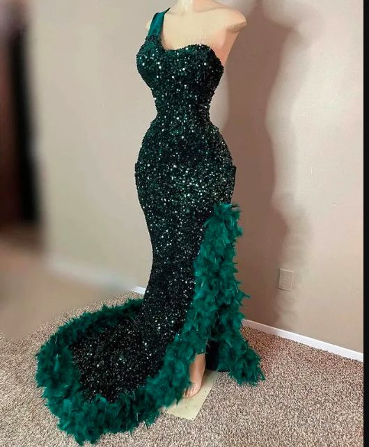 Sexy African Emerald Green Prom Dresses S3022