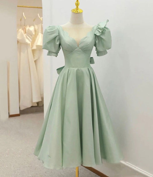 satin short A line prom dress party dress S3239