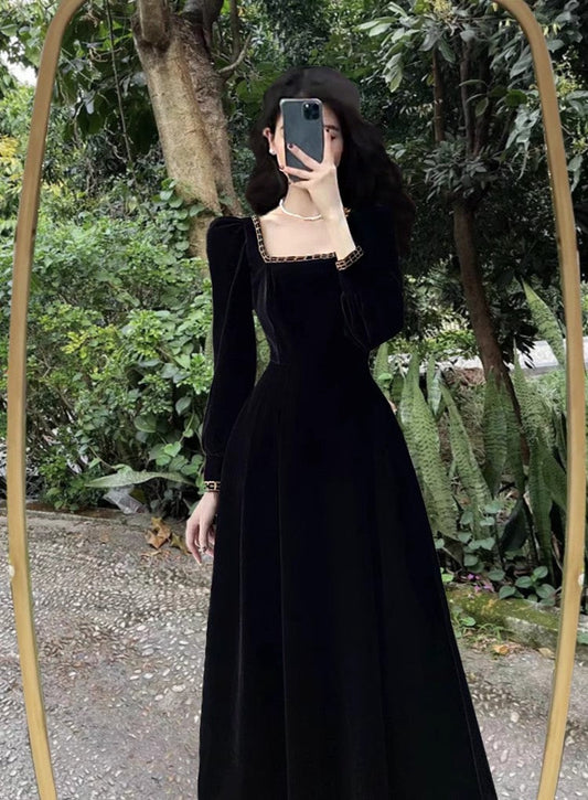 black dress for women new velvet long skirt S3456