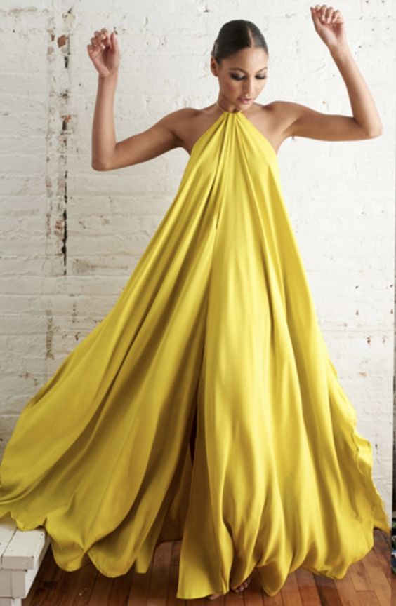 Yellow Long Party Dress Prom Gown