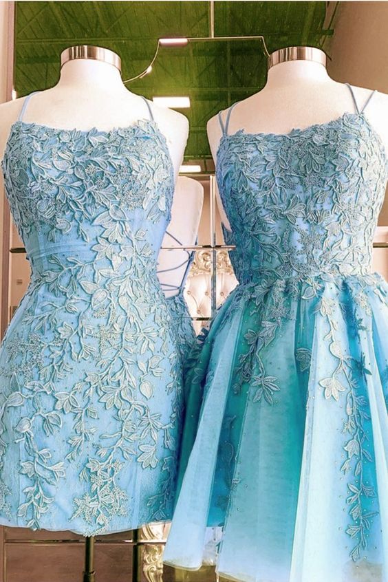 Blue Lace Hoco Dress S2784